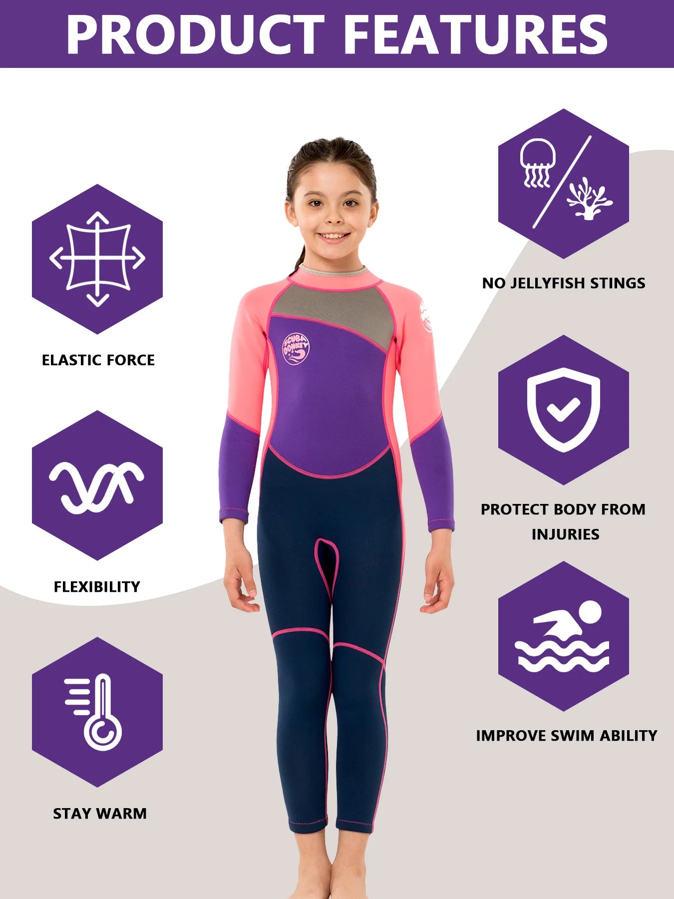 Kids Wetsuit for Boys Girls Toddler  2.5MM Neoprene Long Sleeve Wet Suits for Swimming