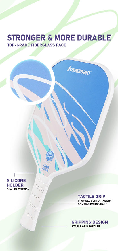 Kawasaki 2025 NEW Galaxy Pickleball Racket Ultra Lightweight Fiberglass Surface Entry-Level pickleball paddle 15mm