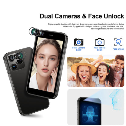 SERVO Mini Smartphone 3.0" Display 2GB+16GB 3G WCDMA Facial Recognition WiFi GPS Play Store Android Smart Phone Dual SIM Standby