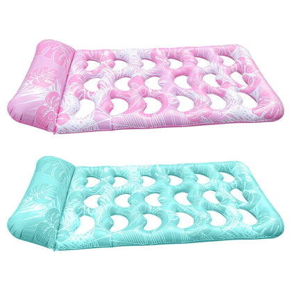 Pool Floats Hammock with Headrest Inflatable Water Sleeping Bed Portable Floating Lounger Air Mattress for Swimming Pool Party