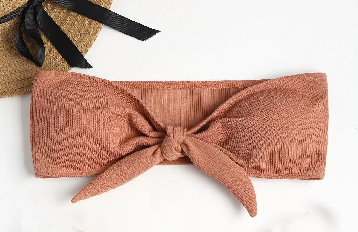 Women's Sexy Tube Top Bow Split Bikini Swimsuit Swim Trunks Swimming Suit for Women Swimming Suit for Women