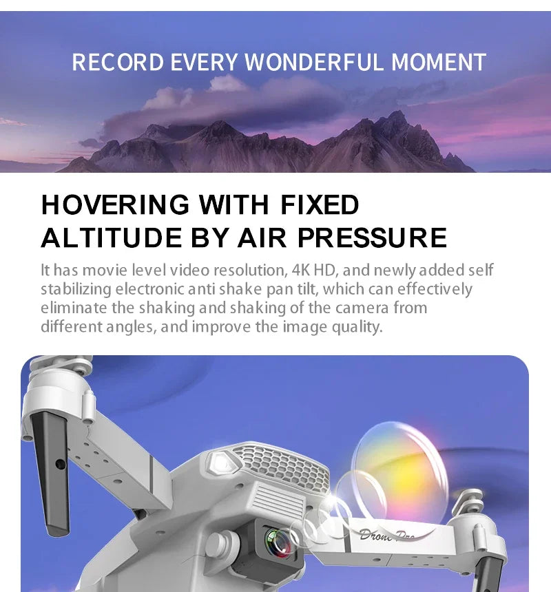 2025 E88 Pro WiFi FPV Drone - Single/Dual 4K/1080P Camera, Wide-Angle HD, Altitude Hold, Foldable Quadcopter RC Helicopter Toy
