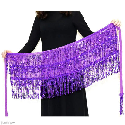 Sexy Women Belly Dance Hip Tutu Skirt Scarf Wrap Belt Glitter Sequins Tassel Hipscarf Skirt Sundress Costume Fringe Skirt Outfit