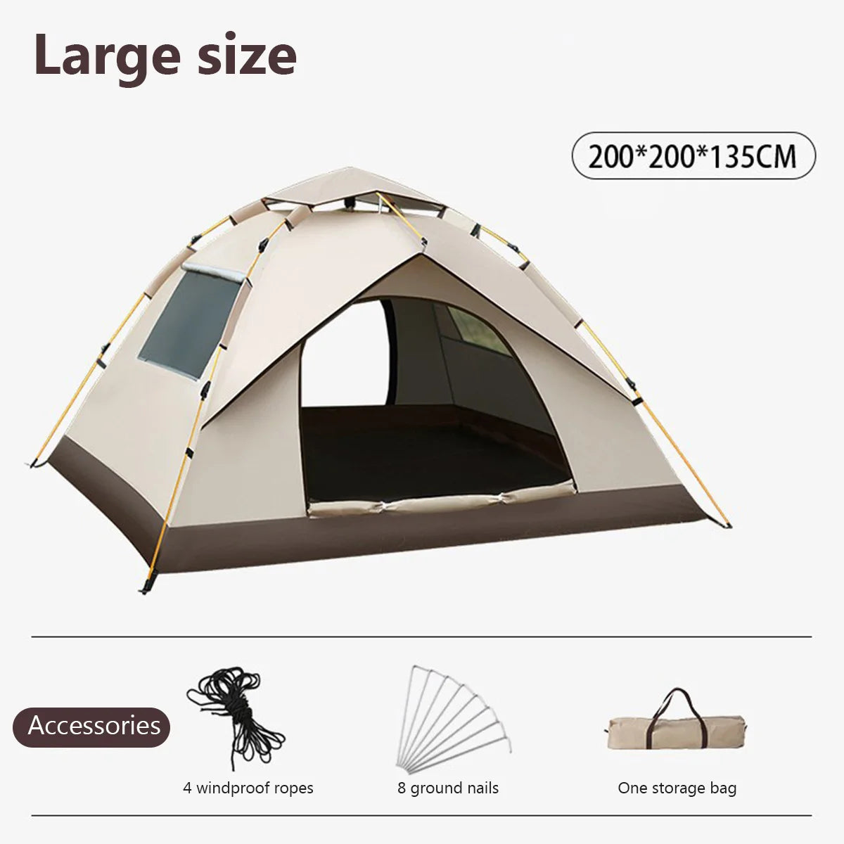2-4 Person Outdoor Folding Tent Quick Automati Opening Self-driving Wild Camping Tent Waterproof Sunscreen Portable Tent