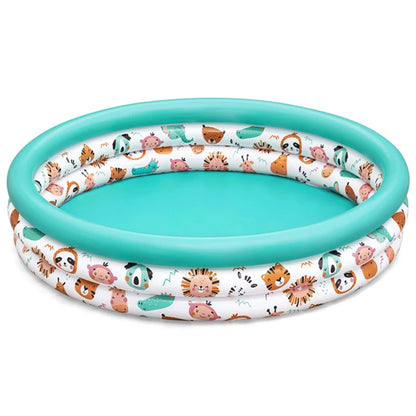 40”/48” X 10” 3 Rings Round Inflatable Infant Baby Swimming Pool Toddler Kiddie Ball Pit Pool Animal Pattern Age 2 and Up