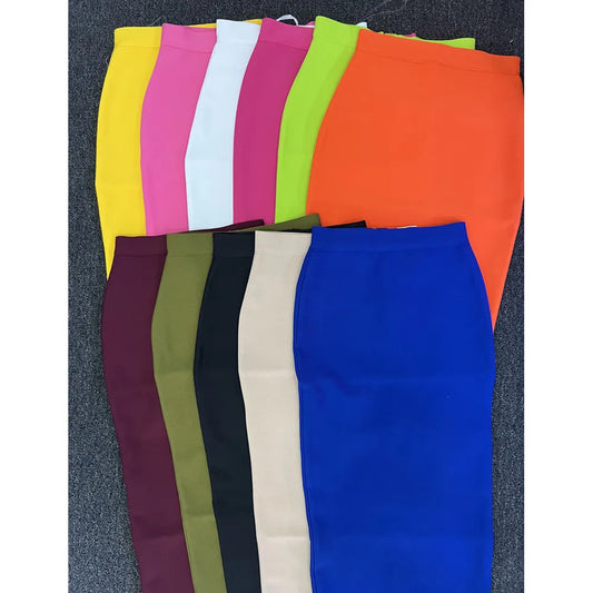 Classic Bandage Skirt Women Elegant High Waist Midi Calf Long Pencil Skirts Office Ladies Formal Party Dress Daily Skirts