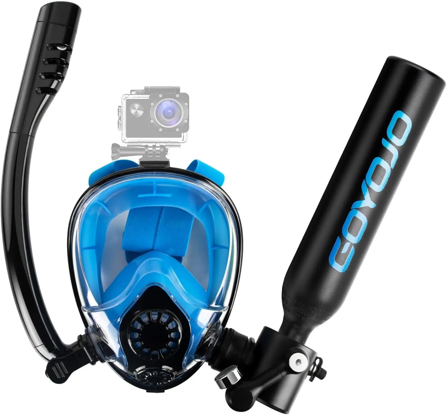 0.5L Mini Scuba Tank Full-Face Snorkel Mask Combo High Aluminium 5-8 Min Diving Underwater Breathing Oxygen Air Supply