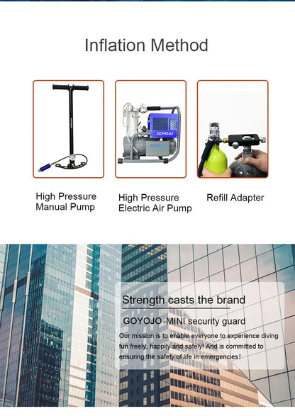Mini Scuba Tank Diving Equipment Underwater Diving Cylinder Inflator 0.5L Outdoor Oxygen Tank 5-10 Minutes Spearfishing