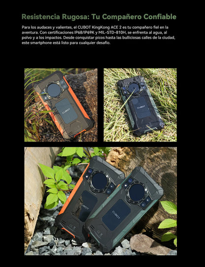 Cubot Kingkong Ace 2, Ultra-Thin and Robust Smartphone with Android 14, 16 Gb Ram (6 Gb + 10 Gb Expandable), 128 Gb Rom, 6.56 Inch and 90 Hz Screen, Nfc, 5100 Mah Battery, 4g Cell Phone