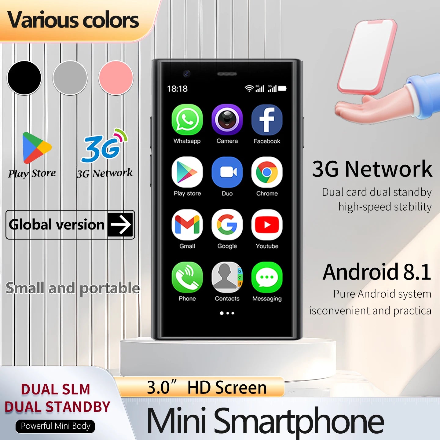 3-inch small screen smartphone 3G all-netcom dual SIM dual standby supports positioning small body can surf the internet