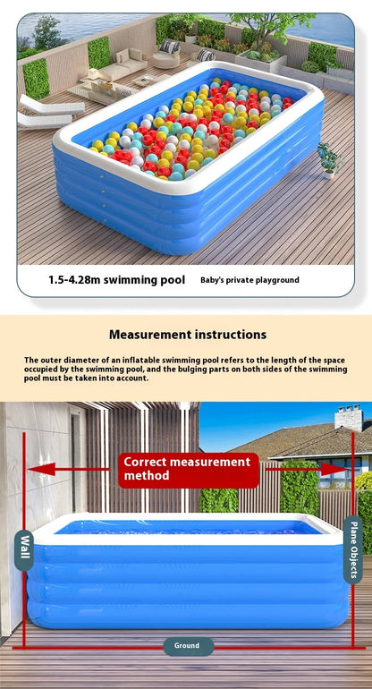 Inflatable Swimming Pool Home Portable Large Adult Bath Rectangular Pool