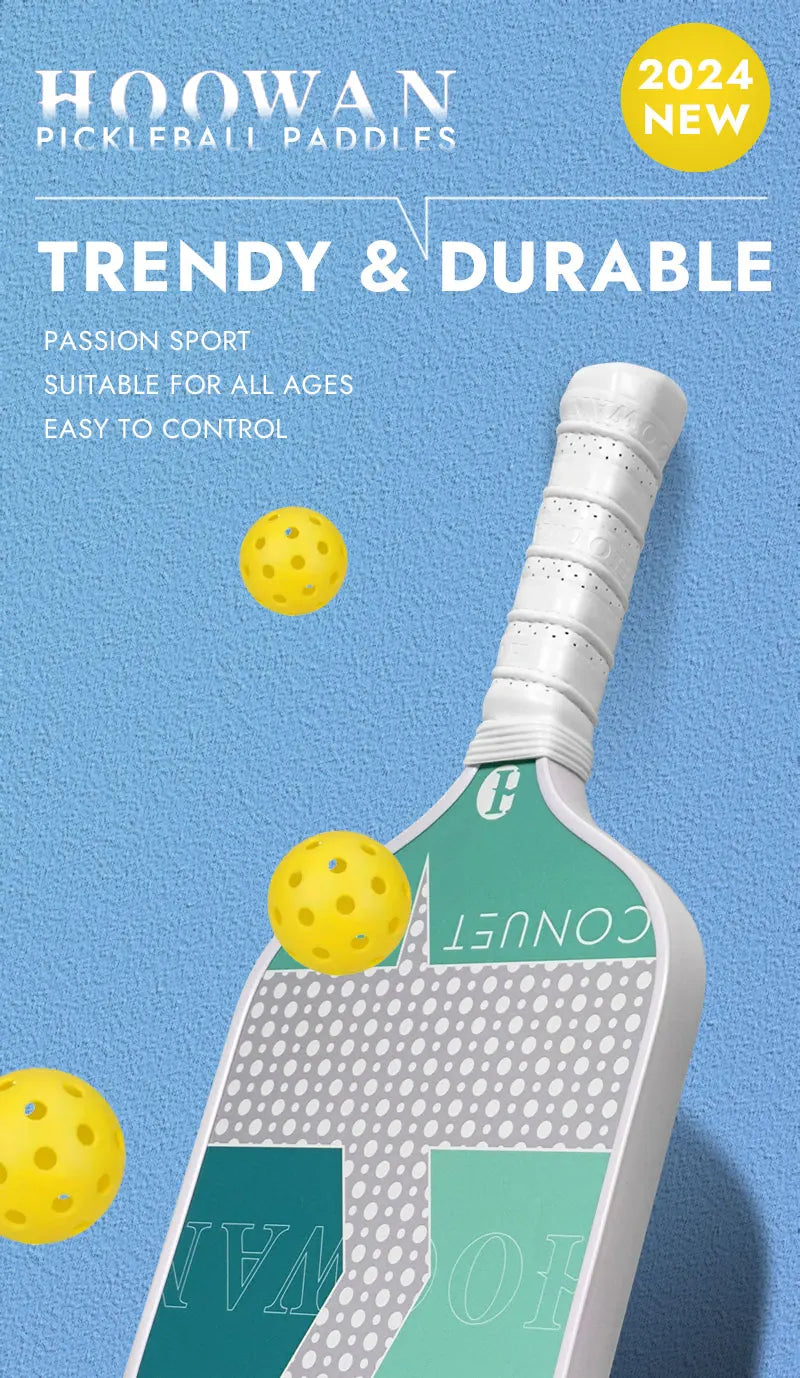 HOOWAN Pickleball Paddle Set of 2 Pickleball Rackets, 4 Outdoor Balls, Carrying Bag, Lightweight and Durable Pickle Ball Paddle