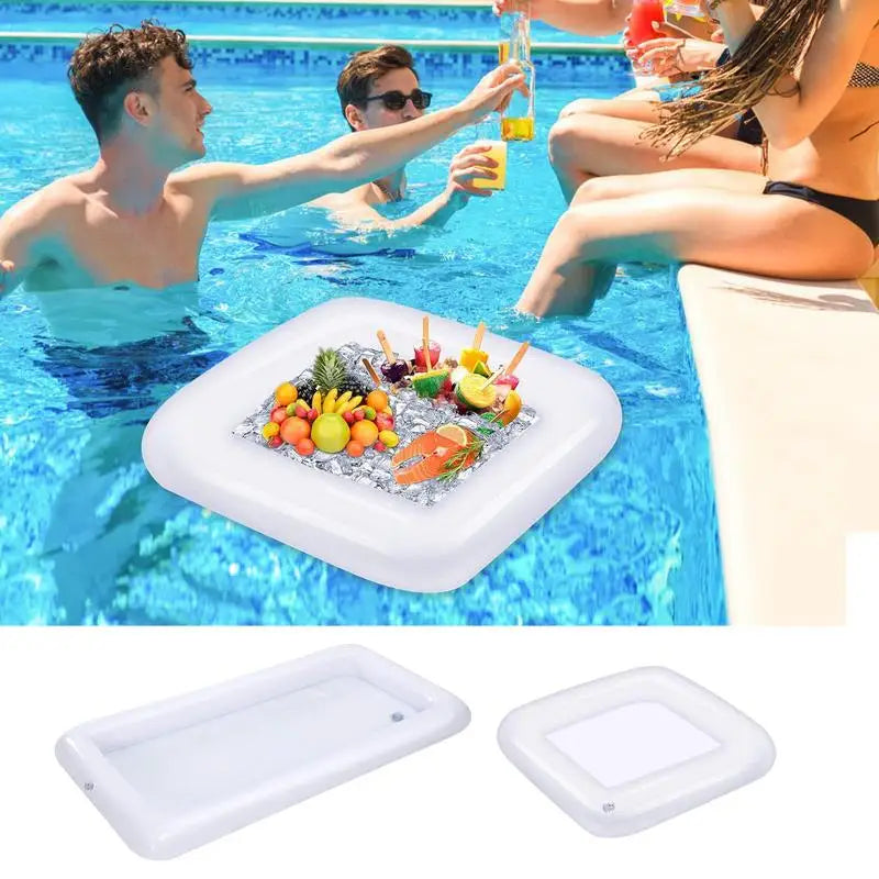 Portable Swimming Air Pool Float Inflatable Beer Table Ice Bucket Serving Salad Bar Tray Food Water Sports Dropshipping Funny