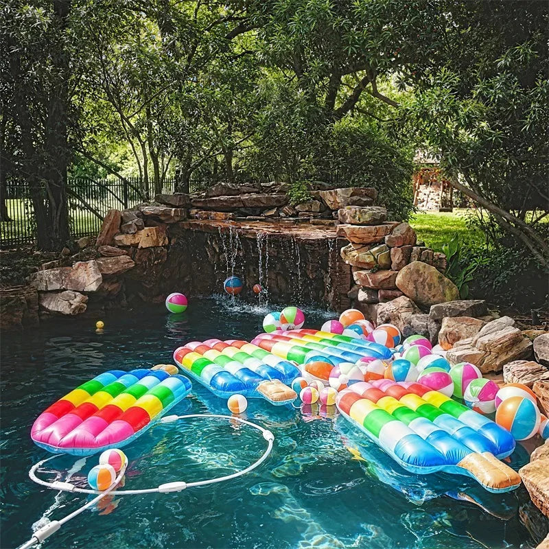 Inflatable Beach Balls Rainbow Color Pool Ball Swimming Pool Water Games for Kids Birthday Gifts Summer Party Favors Volleyball