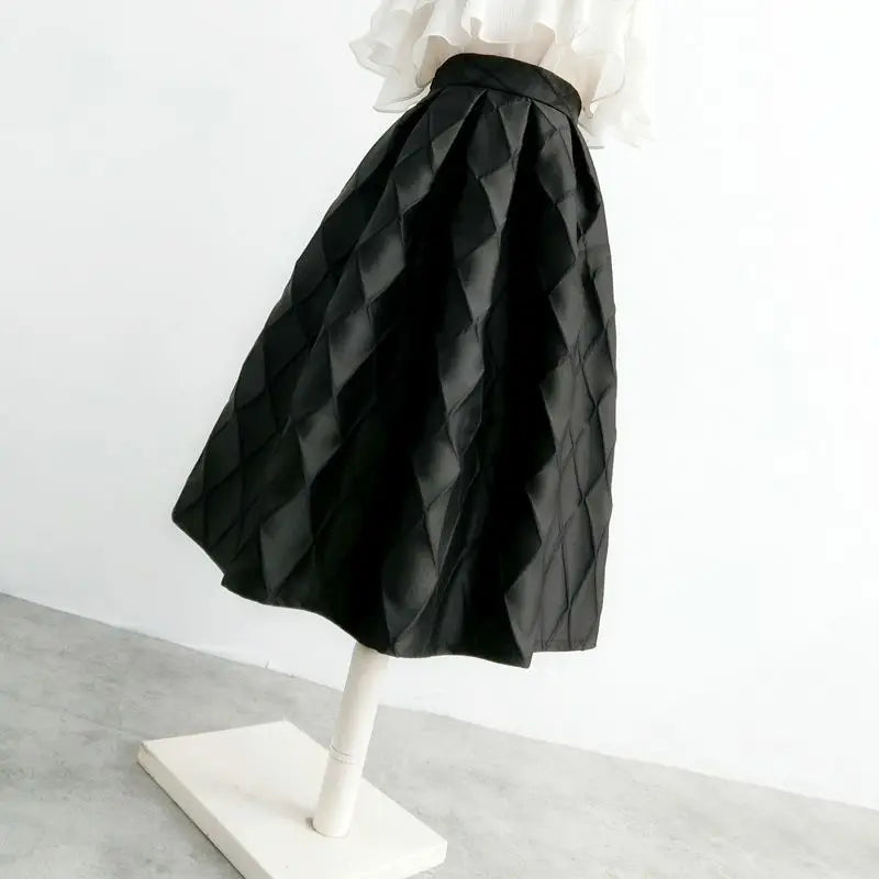 High-End Temperament Jacquard Hollow Out Elastic Waist Irregular Skirts 2023 Vintage All-match A-line Skirt Streetwear Long Skir