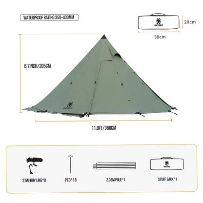 OneTigris Northgaze TC Chimney Tent Terylene Cotton Outdoor Teepee Hot Tent for Adventurers Hiking Camping 3 Season Tent