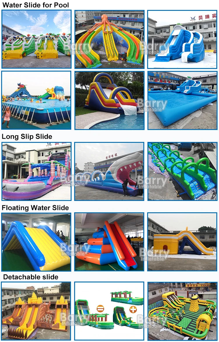 Commercial Water Park Waterslide Inflatable Kids Slide Pvc Toy Custom Inflatable Multiple Slides Children Water Slide With Pool