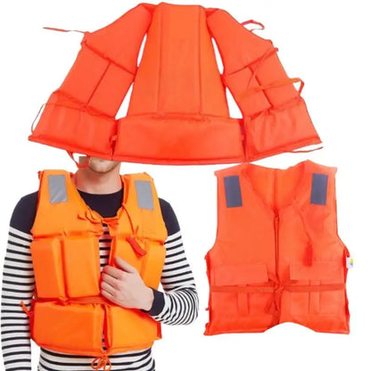 1Pcs Zipper Safety Life Jacket For Adult Flood Rescue Vest Emergency Flotation Device With Pockets Water Survival Safety Gear