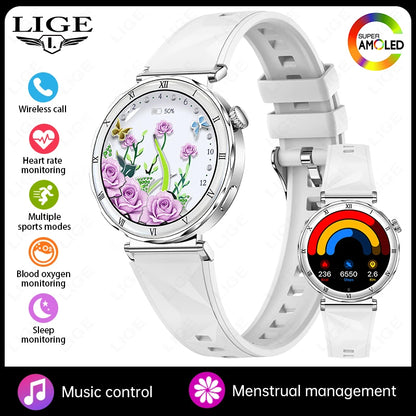 Women's Smart Watch 2026 New Fashion AMOLED Screen Bluetooth Call Custom Dials Female Health Monitoring Ladies Sports Smartwatch