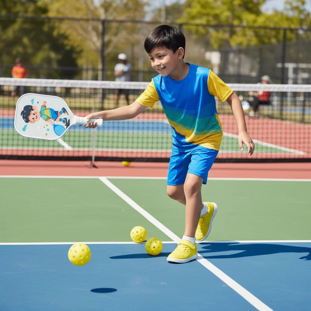 Cartoon Children's Pickleball Set Colorful Lightweight Children's Pickleball Rackets Ribbed Handle Durable Pickleball Paddle Set