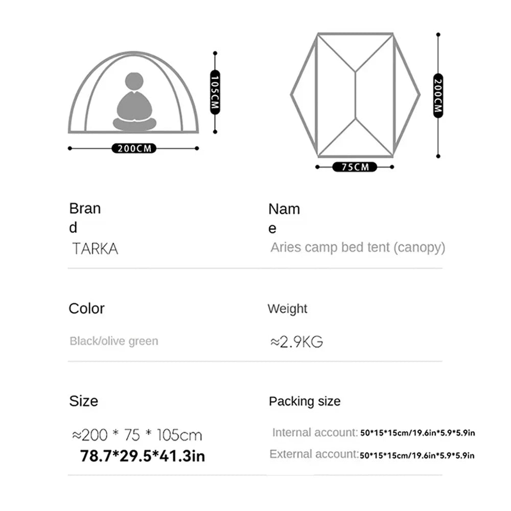 TARKA Camping Bed Tent Set  Inner Outer Tent for Wild Hiking Portable Solo Outdoor Camping Shelter One Person Tent ﻿