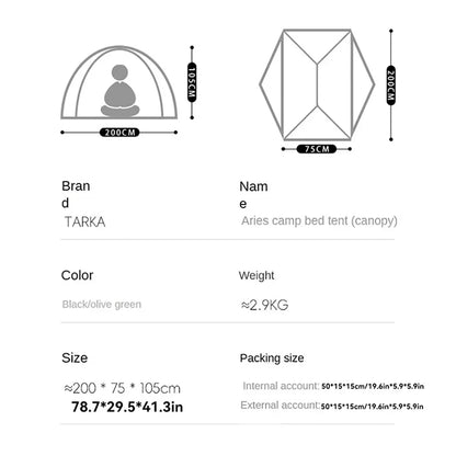 TARKA Camping Bed Tent Set  Inner Outer Tent for Wild Hiking Portable Solo Outdoor Camping Shelter One Person Tent ﻿