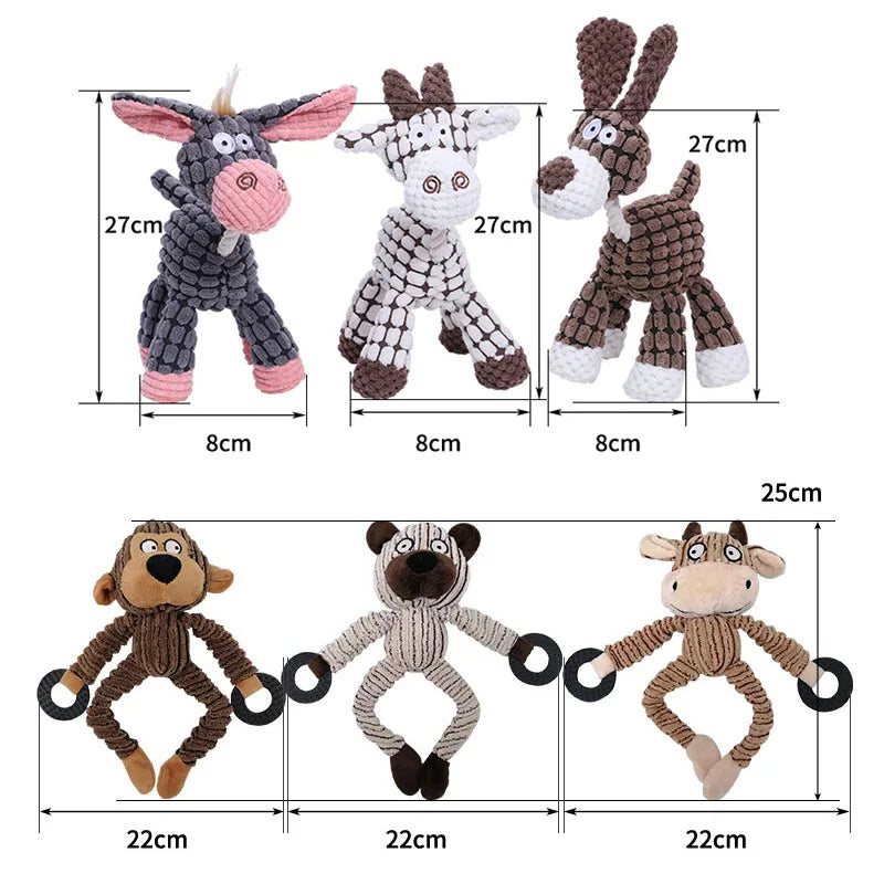 Donkey Dog Toys for Large Dogs Plush Stuffed Dog Toys for Aggressive Chewers Stuffed Dog Toys Durable Squeaky Puppy Chew Toys