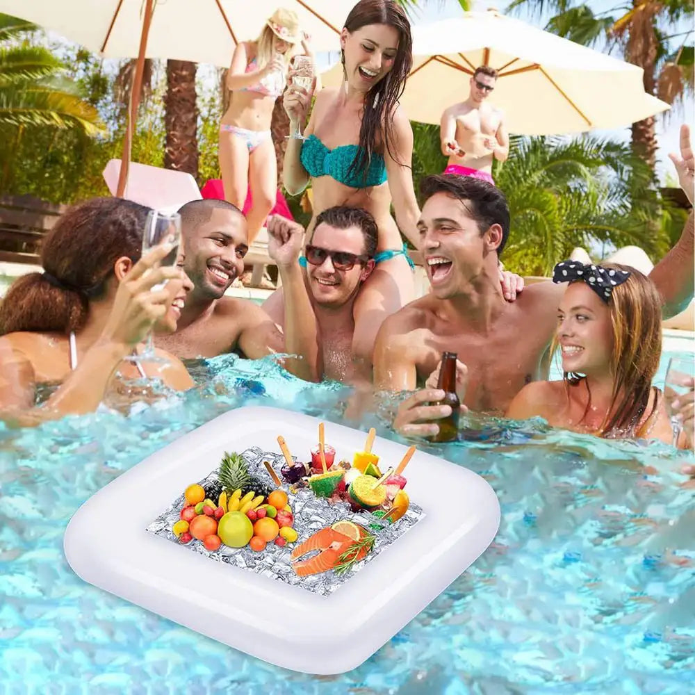 Portable Swimming Air Pool Float Inflatable Beer Table Ice Bucket Serving Salad Bar Tray Food Water Sports Dropshipping Funny