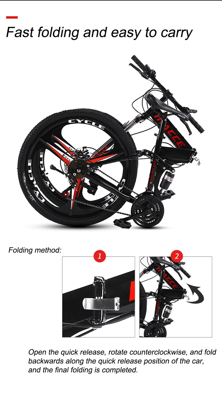 Eco-friendly 26 Inch Size Wheel Folding Bike Cycling Steel Frame Folding Mountain Bicycle