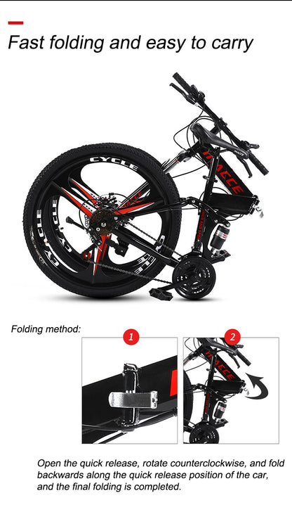Eco-friendly 26 Inch Size Wheel Folding Bike Cycling Steel Frame Folding Mountain Bicycle