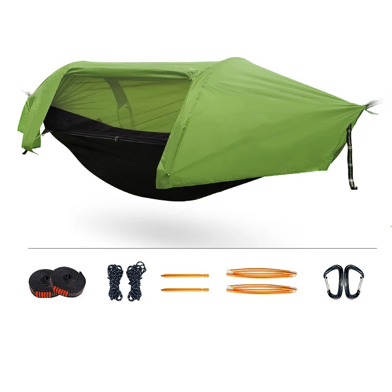 Camping Hammock Tent With Mosquito Net And Rain Fly For 1 Persons Backpacking Bed Lightweight Waterproof Hiking Backyard Outdoor