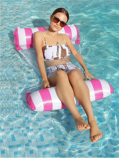Foldable Inflatable Floating Swimming Pool Party Water Hammock Air Mattresses Pvc Stripe Water Floating Inflatable Mat Set
