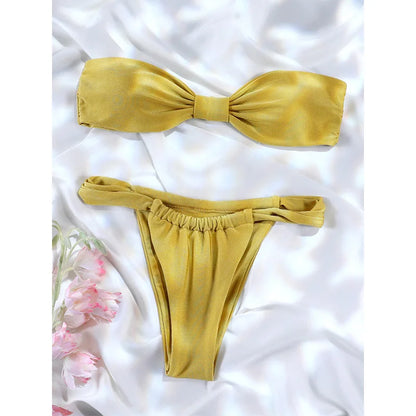 Swimsuit 2026 Bandeau Bikini Green Beachwear High Cut Swimsuits Push Up Swimwear Micro Bikinis Two-Piece Bathing Suit