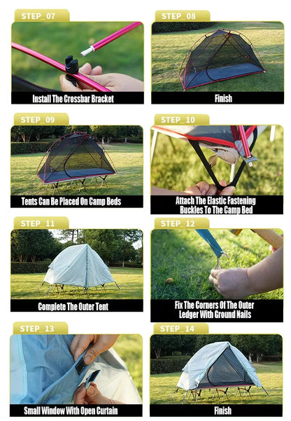 Outdoor Camping Off-The-Ground Tent Portable Single Tent Aluminum Alloy Folding Mosquito Net Fishing Tent