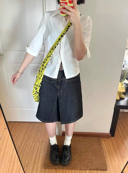 plus Size Low Waist Denim  Skirt Women's Summer Slim Fit Y2K Spicy Girl A-Line Skirt Korean Sle Commute Faion