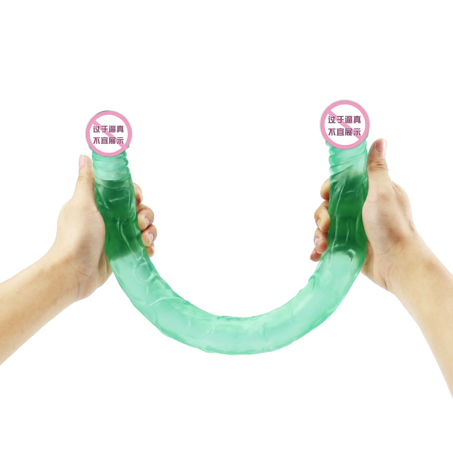 Double headed 55CM long and thick simulated dildo for adult with anal plug for lesbians