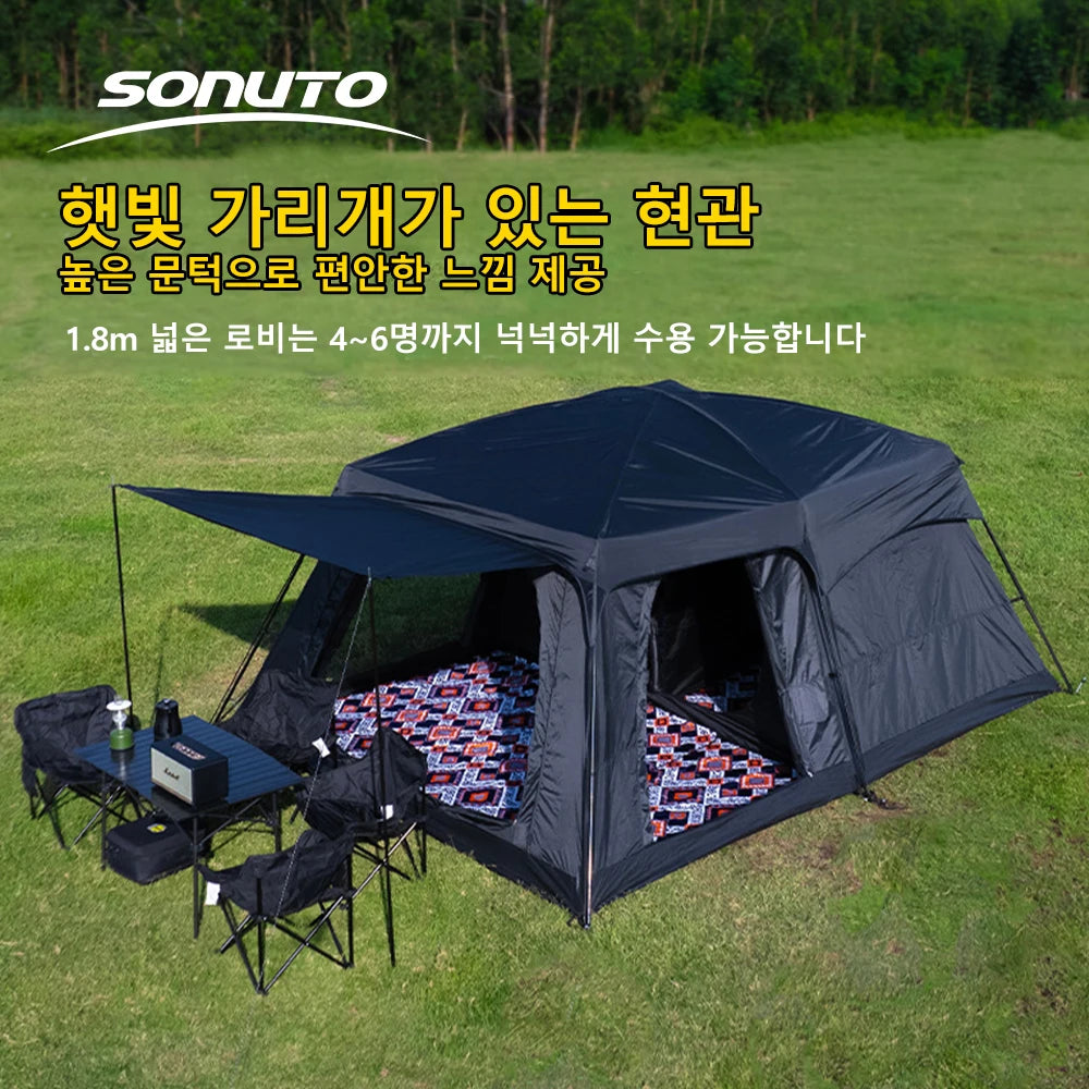 8-12 Person Camping Tent 2 Room Large Waterproof Windproof Outdoor Family Tent with Rainfly Instant Cabin Tents for Camp Beach