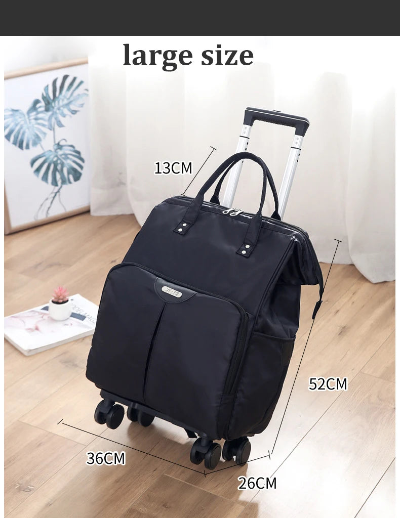 Wheeled bag for travel trolley bags Women travel backpack with wheels Oxford large capacity Travel Rolling Luggage Suitcase Bag