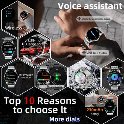 LIGE New Steel Smart Watch Men 1,38inch Bluetooth Call Business Men Watches Fitness Activity Sports Heart Rate Health Smartwatch