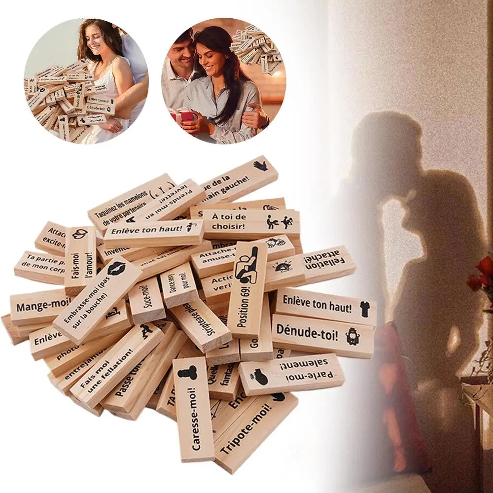 48PCS Dating Building Blocks For Date Nights Valentines And Adult Party Games Tower Game Deluxe Naughty Wooden Couple Toys