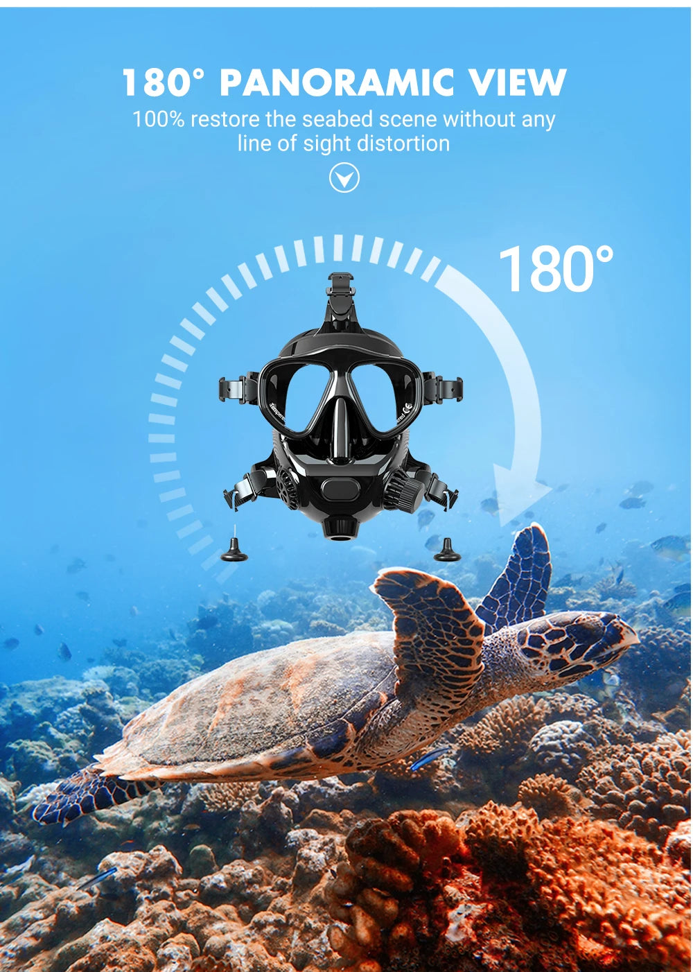 Full Face Dive Mask Support Diving & Snorkeling, Full Face Snorkel Scube Mask