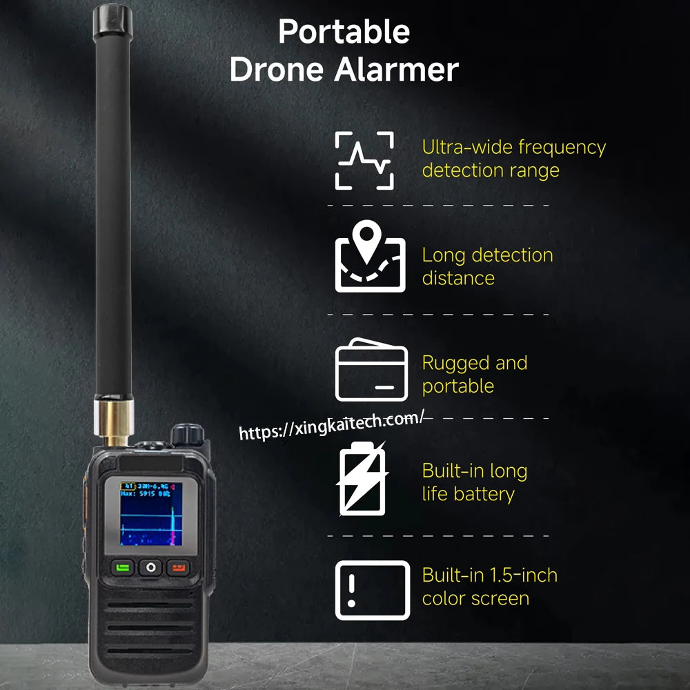 Drone Detector 2KM Long Distance UAV Detection Device Handheld 30-6400MHz Detection Drone Alarm Drone Video Transmission Signals
