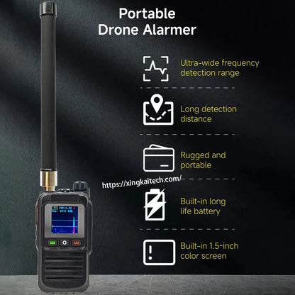 Drone Detector 2KM Long Distance UAV Detection Device Handheld 30-6400MHz Detection Drone Alarm Drone Video Transmission Signals