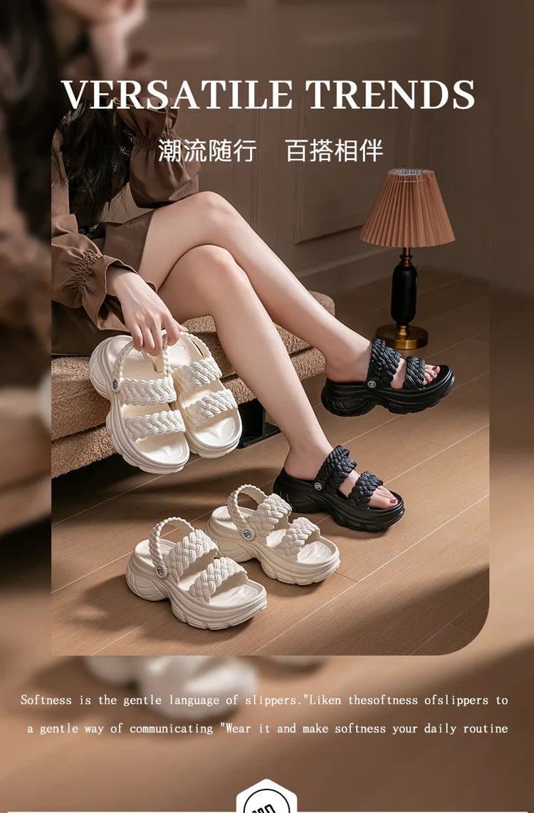 Comwarm Fashion Women's Slippers Platform Outdoor Female Slides Slip On Concise Slides EVA Soft Sole Comfortable Women's Sandals