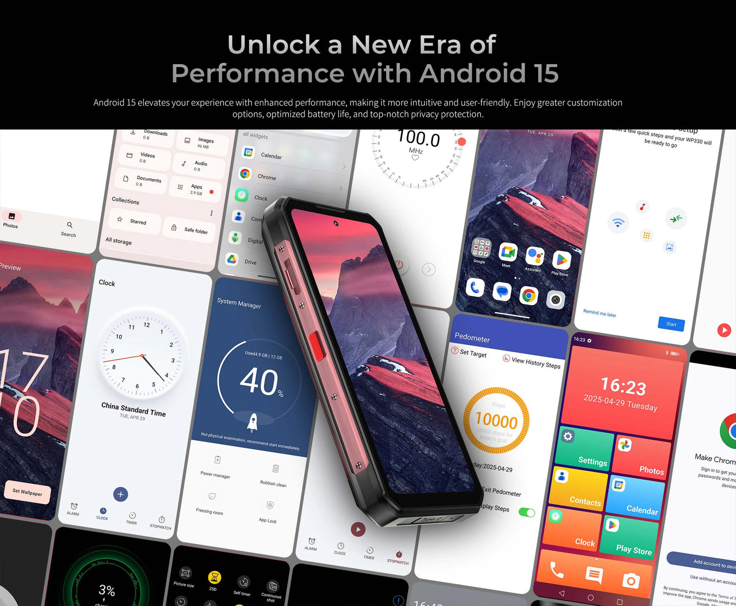 OUKITEL WP56 Rugged phone 16000mAh 45w 36GB+512GB 6.8“FHD 120Hz cell phone MTK7050 32MP+108MP android 15 smartphone