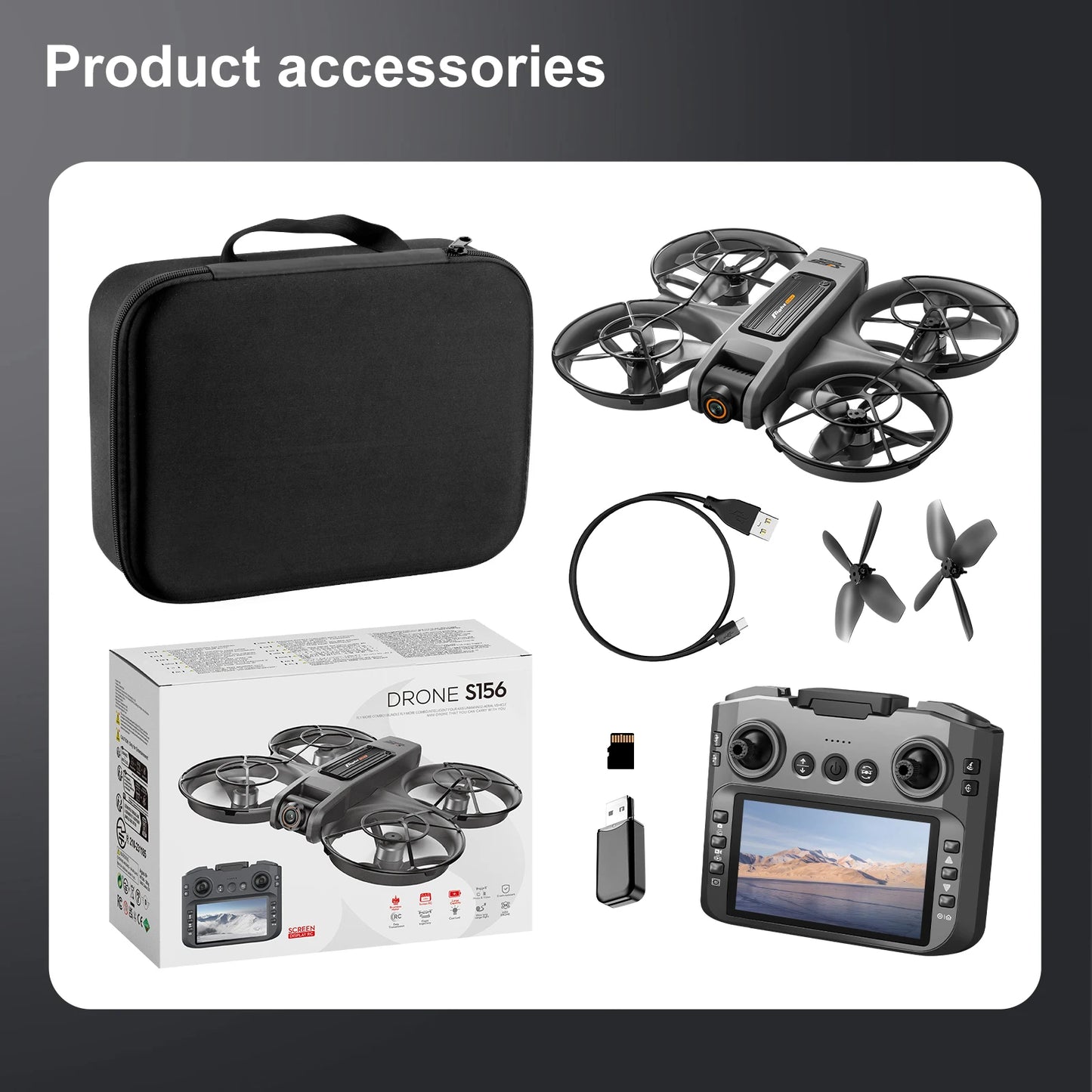 2025 New S156 Drone with Screen Brushless Optical Stream Positioning Quadcopter with Camera FPV Traverser Novice Toy Airplane