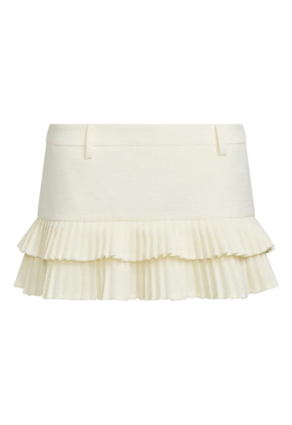 Summer Clothes Tweed Pleated Skirt Women Black Mini Skirts For Woman Preppy Low Waist Pleated Layered Casual Short Skirts Blue