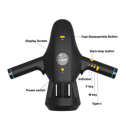 M1 Multi-fonctio Water Proof and Removable Battery Underwater Sea Scooter Electric Booster for Diving Snorkeling Sea Adventure