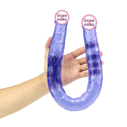Double headed 55CM long and thick simulated dildo for adult with anal plug for lesbians