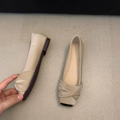Shoes Woman 2026 Low Heels Female Footwear Autumn Square Toe Casual Sneaker New Summer Comfortable Dress Fall Lace-Up Flat Rome